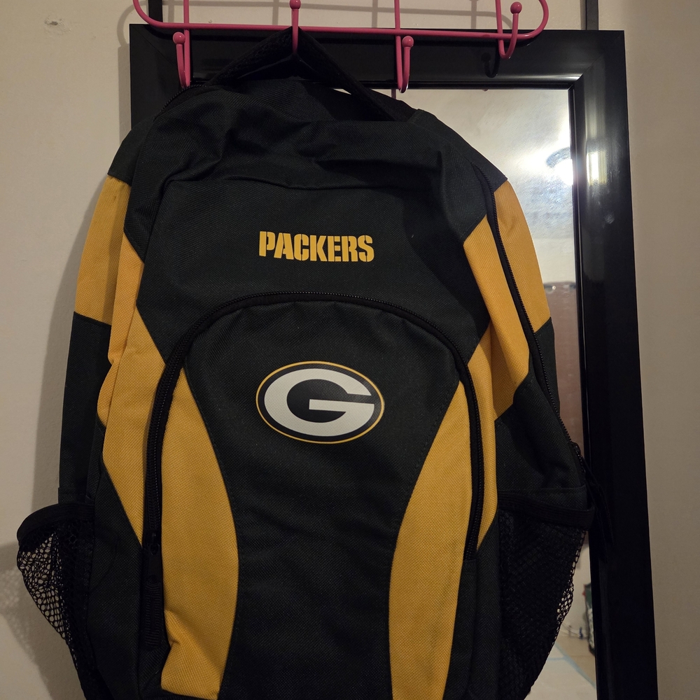 Green and Gold Packers Logo Backpack - Team Style